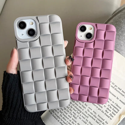 3D Cube Weave Pattern Soft Silicone Phone Case For iPhone 15 13 14 Pro Max 11 12 pro max X XS XR 7 14  Matte Shockproof Cover