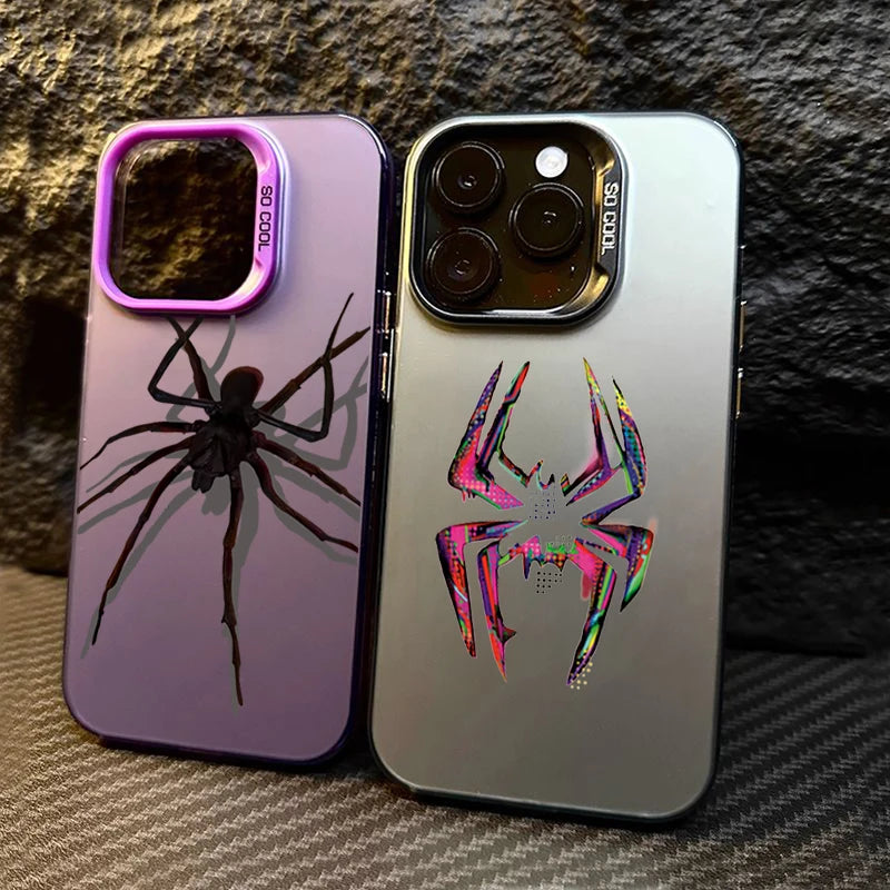 Color Spider Matte Laser Phone Case For iPhone 11 12 13 14 15 Pro Max XS X XR 7 8 15 Plus SE 2020 Shockproof Armour Bumper Cover