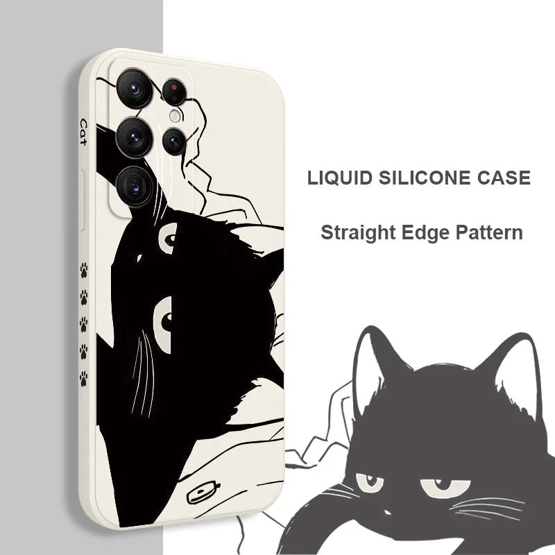 Aggrieved Cat Phone Case For Samsung Galaxy S23 S22 S21 S20 Ultra Plus FE S10 S9 S10E Note 20 ultra 10 9 Plus Cover