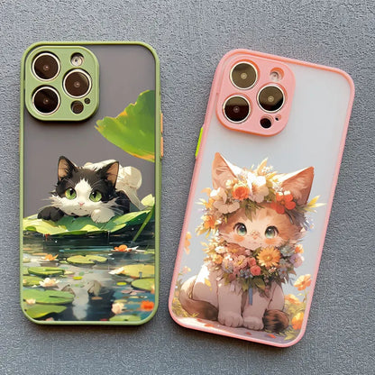 Various Style Cat Phone Case For iPhone 13 12 Pro Max Mini 15 14 11 Pro Max Plus SE2 8 7 Plus X XS XR Cute Naughty Cat Covers