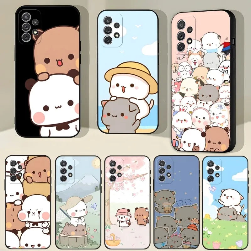Fun Cartoon Peach Mochi Cat Phone Case For Samsung Galaxy S23 S22 S10 S20 S30 S21 S8 S9 Pro Plus Ultra Fe Design Back Cover