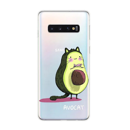 Cute Avocado Food Transparent Silicone Cover For Samsung Galaxy S22 Pro S21 S20 FE Ultra S10 S10E Lite S9 Plus Phone Case