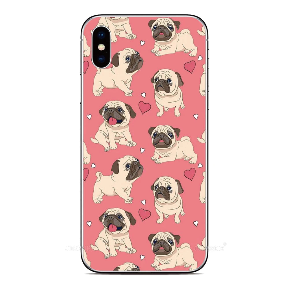 Pug Puppy Dog Phone Case For Samsung Galaxy M54 A54 F14 S23 S22 A22 A73 A53 A13 A14 A23 A34 A33 A52 A04s A04e M33 A12 M30s Cover