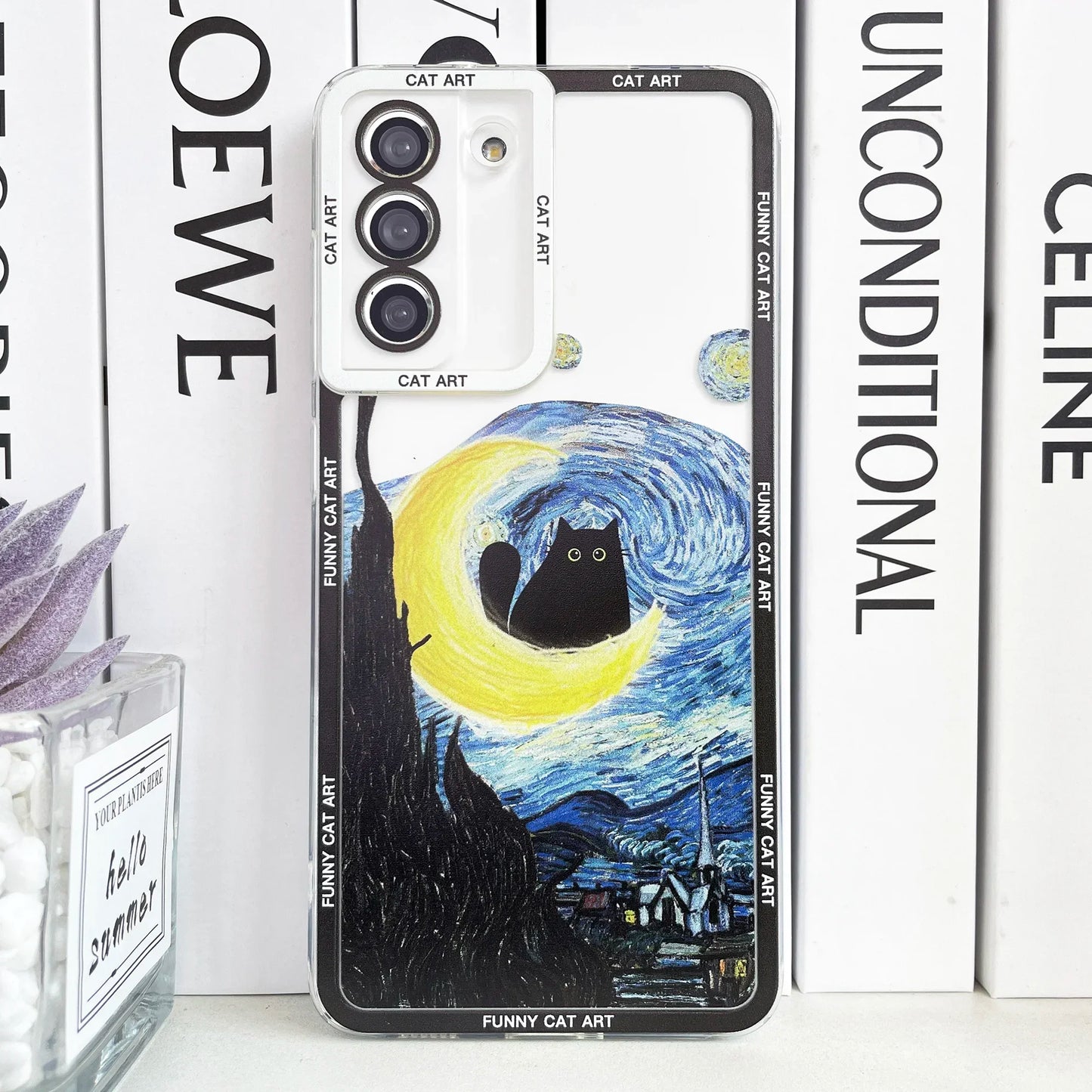 Funny Cat Art Case For Samsung Galaxy S20 Plus S21 FE S22 S23 Ultra A53 A52 A54 A33 Claude Monet Van Gogh Water Lilies Irises