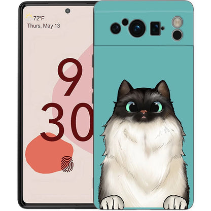 Cat Cute Kitten Cartoon For Google Pixel 8 7 6 Pro 6A 5G Black Phone Case Soft Shockproof Back Cover Silicone TPU Shell Coque