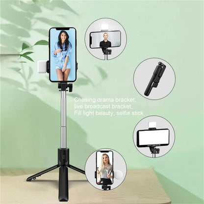 Cell Phone Selfie Stick Tripod Bluetooth Remote Wireless Selfi Stick Phone Holder Stand with Beauty Fill Light for Phone