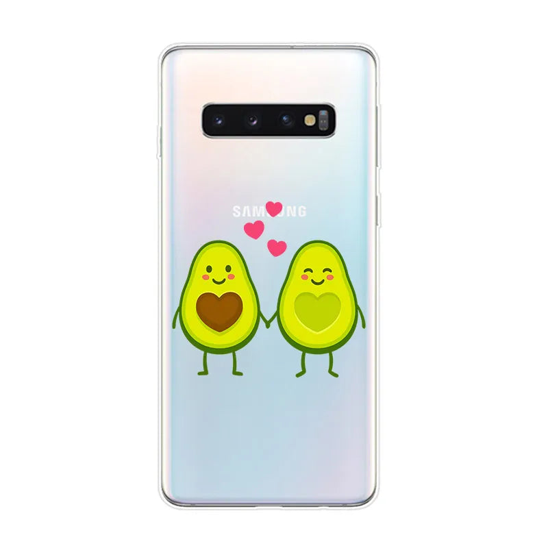 Cute Avocado Food Transparent Silicone Cover For Samsung Galaxy S22 Pro S21 S20 FE Ultra S10 S10E Lite S9 Plus Phone Case