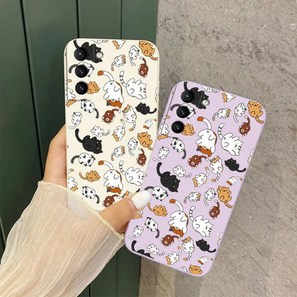 Cat Rolling Phone Case For Samsung Galaxy S23 S22 S21 S20 Ultra Plus FE S10 S9 S10E Note 20 ultra 10 9 Plus Cover