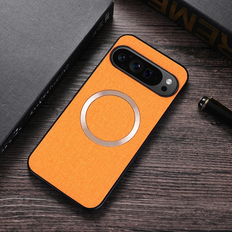 For Pixel 8A Case Fabric Cloth MagSafe Case For Google Pixel 9 XL 9XL 8 7 6 Pro 8A 7A 6A Magnetic Charging PC Shockproof Cover