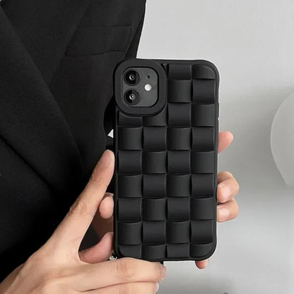 3D Cube Weave Pattern Soft Silicone Phone Case For iPhone 15 13 14 Pro Max 11 12 pro max X XS XR 7 14  Matte Shockproof Cover