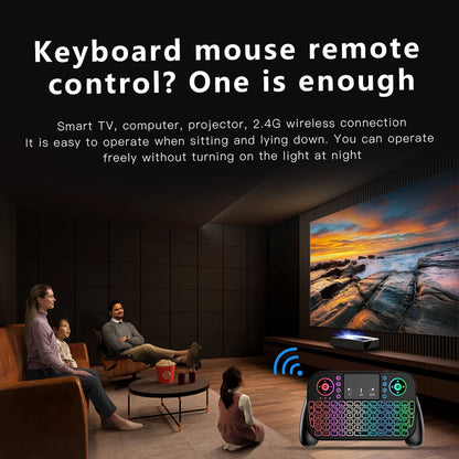 V8 2.4G Mini Wireless Keyboard  7 Backlit  Spanish Portuguese Bluetooth  Air Mouse Remote Control Touchpad for Android TV  Box