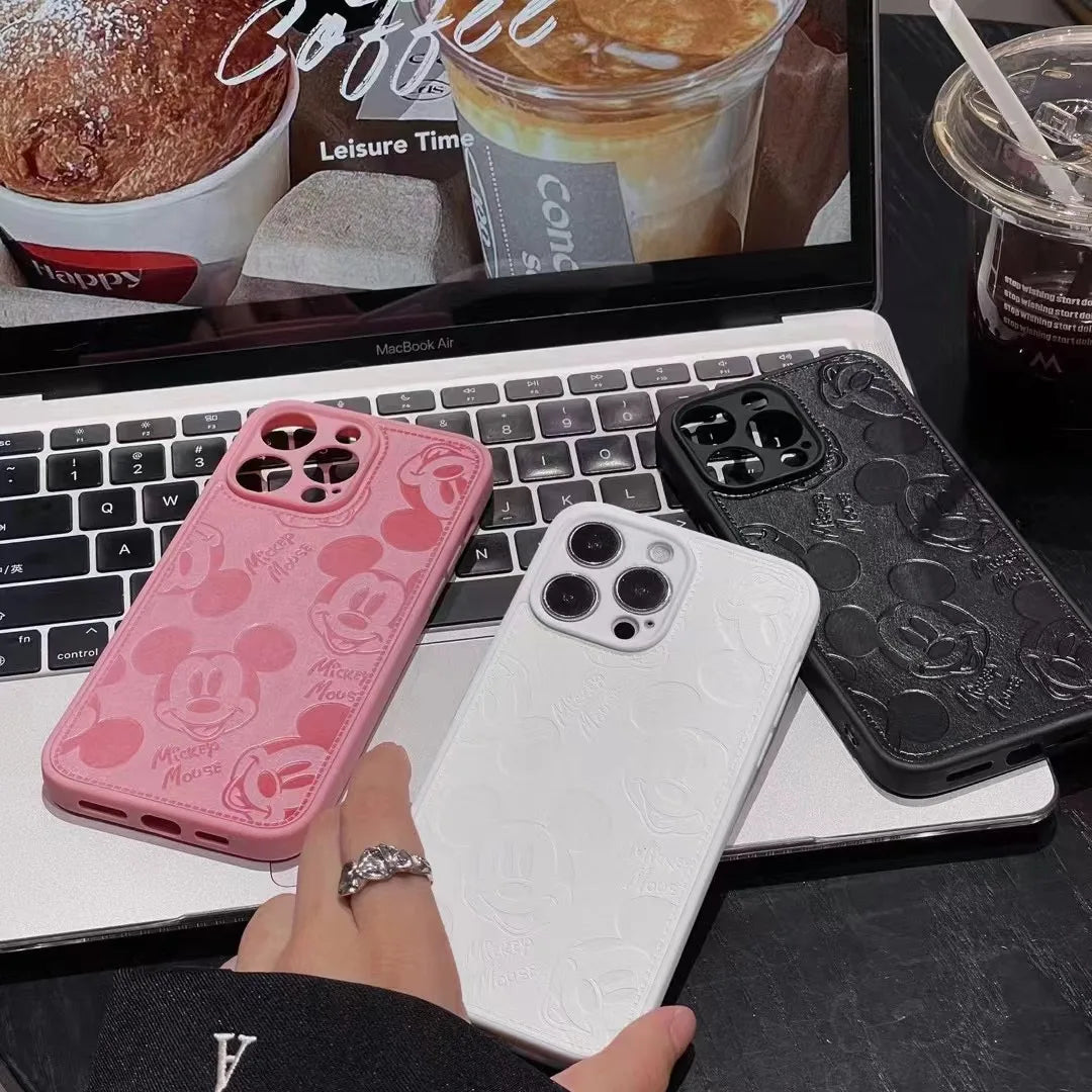 Cute Anime Mickey Mouse Cartoon Phone Case for iPhone 15 14 13 12 11 Pro Max Xr Xs 7 8 14 Plus 3D Disney Soft Silicone Cover