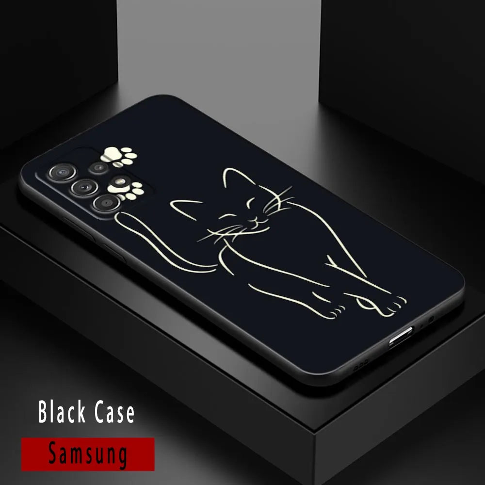 Funny Cute Cat Phone Case For Samsung Galaxy A72 A52 A42 A32 A22 A21s A02s A12 A02 A51 A71 A41 A31 A11 A01  Line Art Soft Case