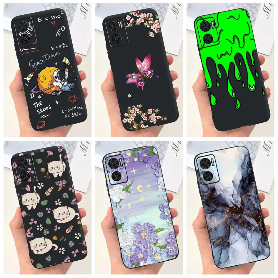 For Motorola Moto E22 Case Moto E22i Back Cover Stylish Marble Flower Soft Silicone Phone Case For Moto E22s E 22 i MotoE22 Para