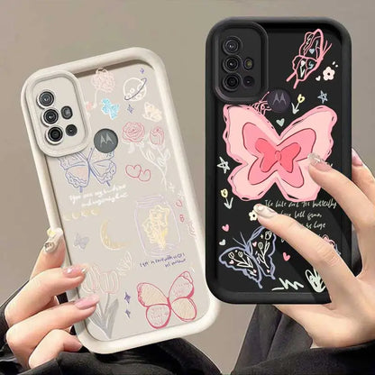 G30 Butterfly and Blossom Sky Eye Ladder Phone Case For Motorola Moto G84 G64 G54 G53 G34 G30 G24 G22 G20 G14 G10 G04 G04S Cover