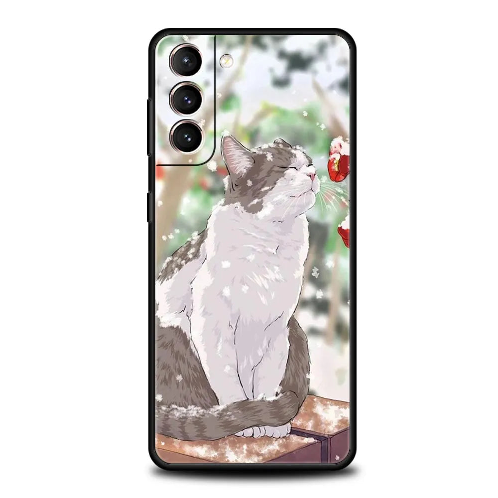 Fashion Lovely Cats TPU Phone Case For Samsung Galaxy S22 5G S20 Ultra S21 FE S10 S9 Plus S10E S8 Note 10 Lite 20 Silicone Cover