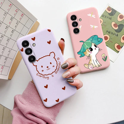 Case For Samsung Galaxy A54 5G Cute Heart Flower Back Cover Soft Silicone Matte Protective Funda For Samsung A 54 GalaxyA54 Bags