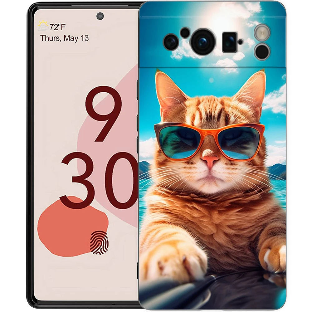 Cute Animal Cat Phone Case Cover for Google Pixel 8 7 6 7A 6A Pro 5G Shockproof Silicone Soft 8 Pro 5G  Shell Capas Coque Bags