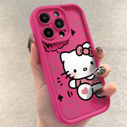 Sanrio Ins Hello Kitty Phone Case For Iphone 15 14 13 11 12 Pro Max Plus X XR XS 7 8 Plus Y2k Girl Clear Gift Silicone Anti-fall