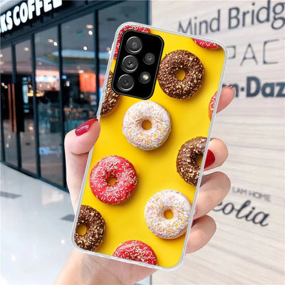 Macaron Ice Cream Cake Doughnut Soft Phone Case for Samsung Galaxy A51 A50S A41 A31 A21S A11 A71 A70 A40 A30S A20E A10 A6 A7 A8