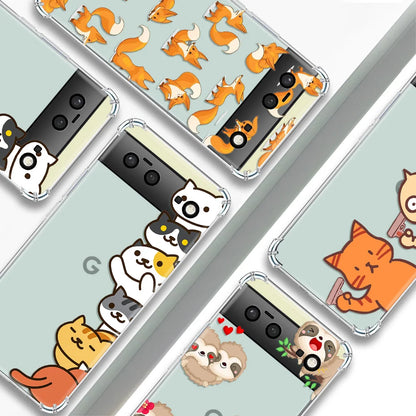 Cute Cat Phone Case for Google Pixel 7a 7Pro 7 Luxury Transparent Cover for Pixel 6a 6 6Pro Shockproof Soft Silicone Capas