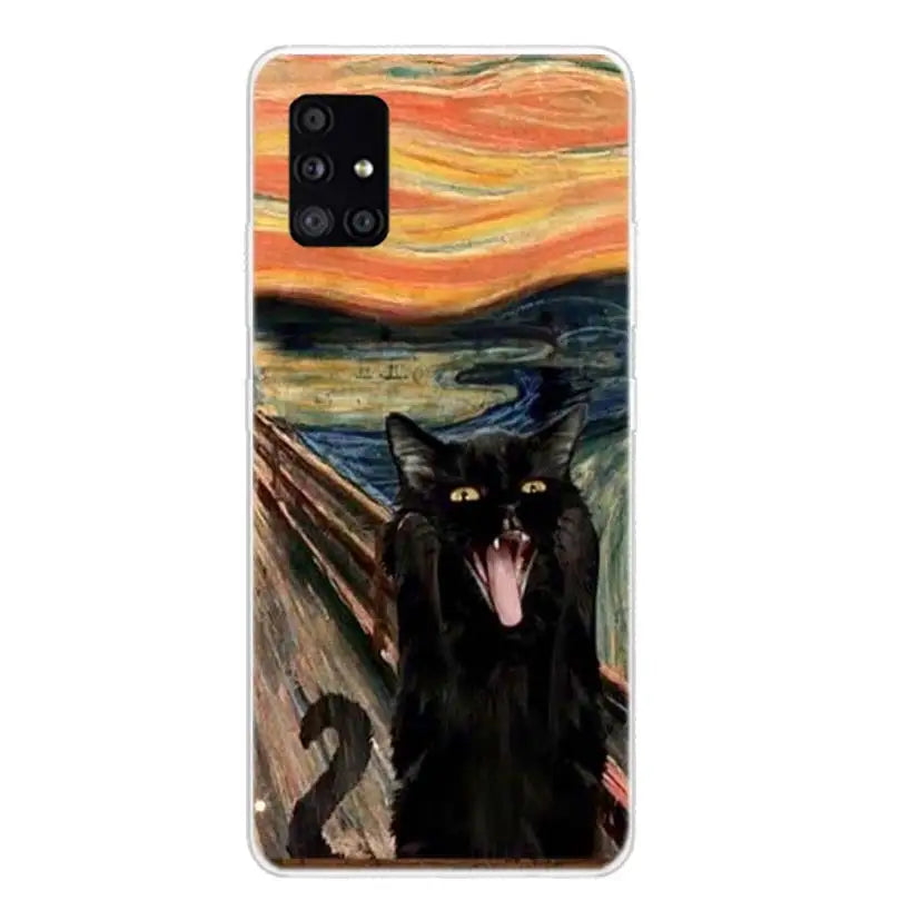 Black Cat Cartoon Cute For Samsung Galaxy A52 A53 A54 A12 A13 A14 A22 A23 A24 A32 A33 A34 Phone Case A02S A03S A04S A42 A72 A73