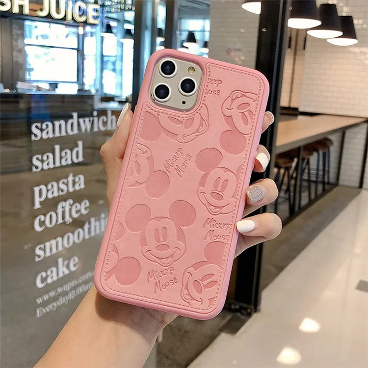 Cute Anime Mickey Mouse Cartoon Phone Case for iPhone 15 14 13 12 11 Pro Max Xr Xs 7 8 14 Plus 3D Disney Soft Silicone Cover