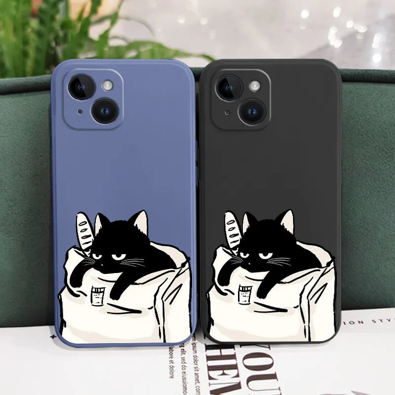 Bread Cat Phone Case For iPhone 14 13 12 11 X XR XS SE2 SE2020 8 7 6 6S Plus Pro Max Mini Silicone Cover