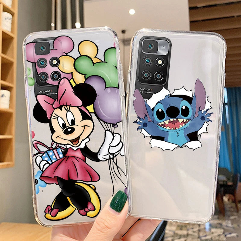 for Xiaomi Redmi 10 Phone Case Mickey Minnie Mouse Daisy Donald Duck Stitch Clear Soft Silicone Redmi10 2022 Transparent Cover