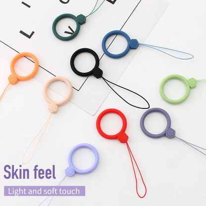 Cute Silicone Wrist Strap Lanyard for Keys Phones Ring Straps for IPhone7 Keycord Lanyards Finger Rings Mobile Phone Accessories