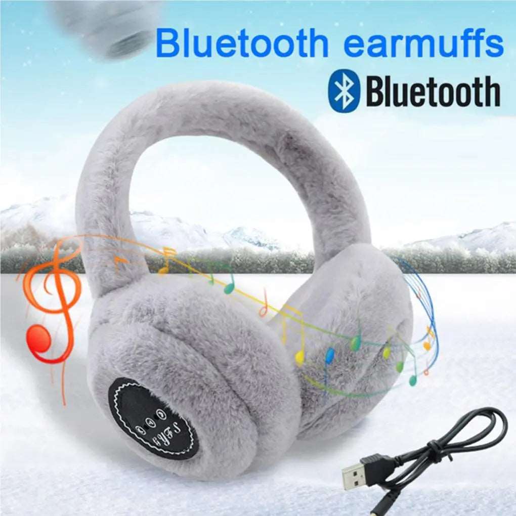 2023 New Winter Outdoor Plush Earmuffs Bluetooth Wireless Cute Warm Fur Headphones Earphones Solid Color Stereo Wireless Headset