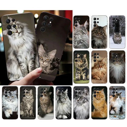 Phone Case for Samsung Galaxy S23 S22 S21 S20 Ultra S20 S22 S21 S10 S9 Plus S10E S20FE Maine Coon Cat