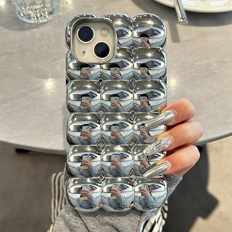 Cute Stylish Bread Chocolate Block 3D Phone Case For iPhone 14 13 12 15 Pro Max 11 Glossy Protective Cover Fundas