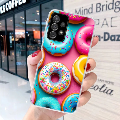 Macaron Ice Cream Cake Doughnut Soft Phone Case for Samsung Galaxy A51 A50S A41 A31 A21S A11 A71 A70 A40 A30S A20E A10 A6 A7 A8