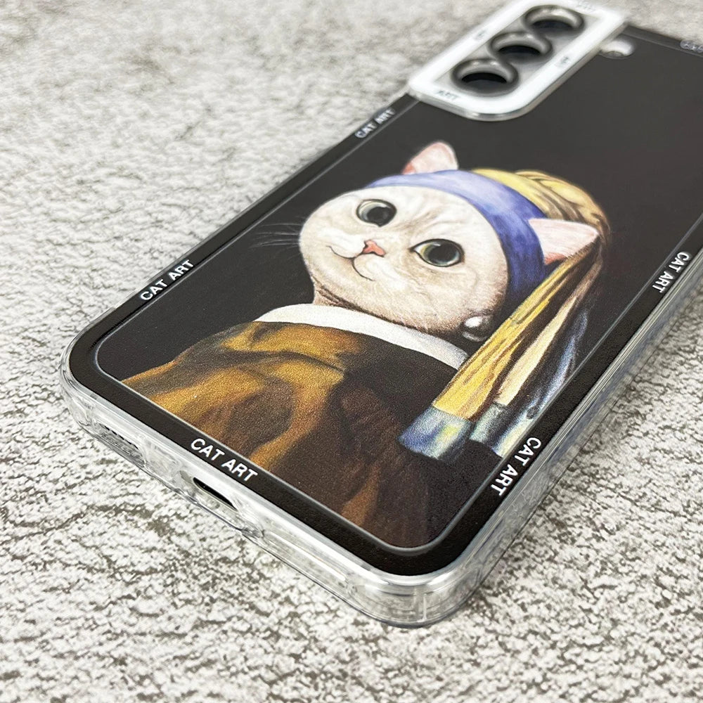 Case For Samsung Galaxy A13 A14 A22 A31 A32 A33 A50 A54 A52 A53 A72 A73 Soft Cover Famous Paintings and Cat Series Art