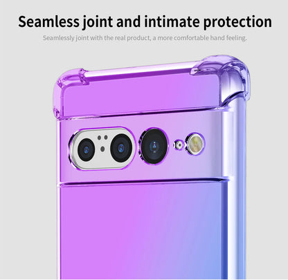 Four Corner Shockproof Silicone Back Cover For Google Pixel 8 Pro 7A 7 6 6A 5A 5 XL Gradient Rainbow Translucent Soft Phone Case