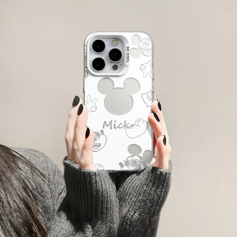 Disneys Mickeys Minnies Mouses Back Shadow Phone Case For iPhone 15 14 13 12 11 Pro Max 7 8 Plus XR XS MAX Y2K Cute Back Cover