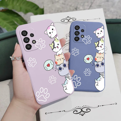 Stacking Cats Phone Case For Samsung A54 A34 A24 A14 A73 A53 A33 A23 A13 A03S A04 A04S A72 A52 A52S A32 A22 A12 A71 A51 4G 5G