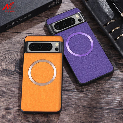 For Pixel 8A Case Fabric Cloth MagSafe Case For Google Pixel 9 XL 9XL 8 7 6 Pro 8A 7A 6A Magnetic Charging PC Shockproof Cover