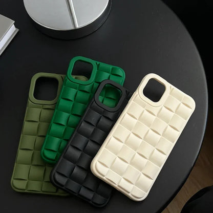 3D Cube Weave Pattern Soft Silicone Phone Case For iPhone 15 13 14 Pro Max 11 12 pro max X XS XR 7 14  Matte Shockproof Cover