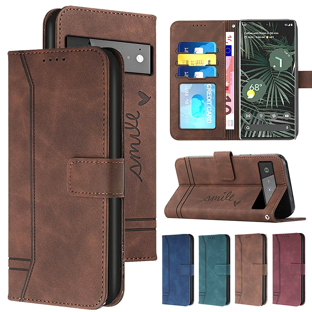 Flip Cover for Google Pixel 8 8 Pro Pixel 7 7 Pro 7A Matte Leather Wallet Case for Google Pixel 6A Pixel 6 6 Pro Card Holder