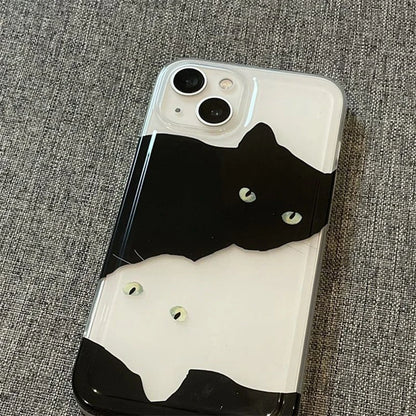 Simple Cute Line Cats Transparent Phone Case For iPhone 11 13 14 Pro Max 12 Mini XR XS Max X 7 8 Plus SE2 Soft Back Clear Cover