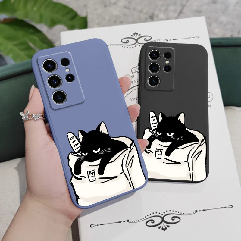 Bread Cat Phone Case For Samsung Galaxy S23 S22 S21 S20 S10 S10E S9 Ultra Plus FE Note 20 Ultra 10 9 Plus Cover
