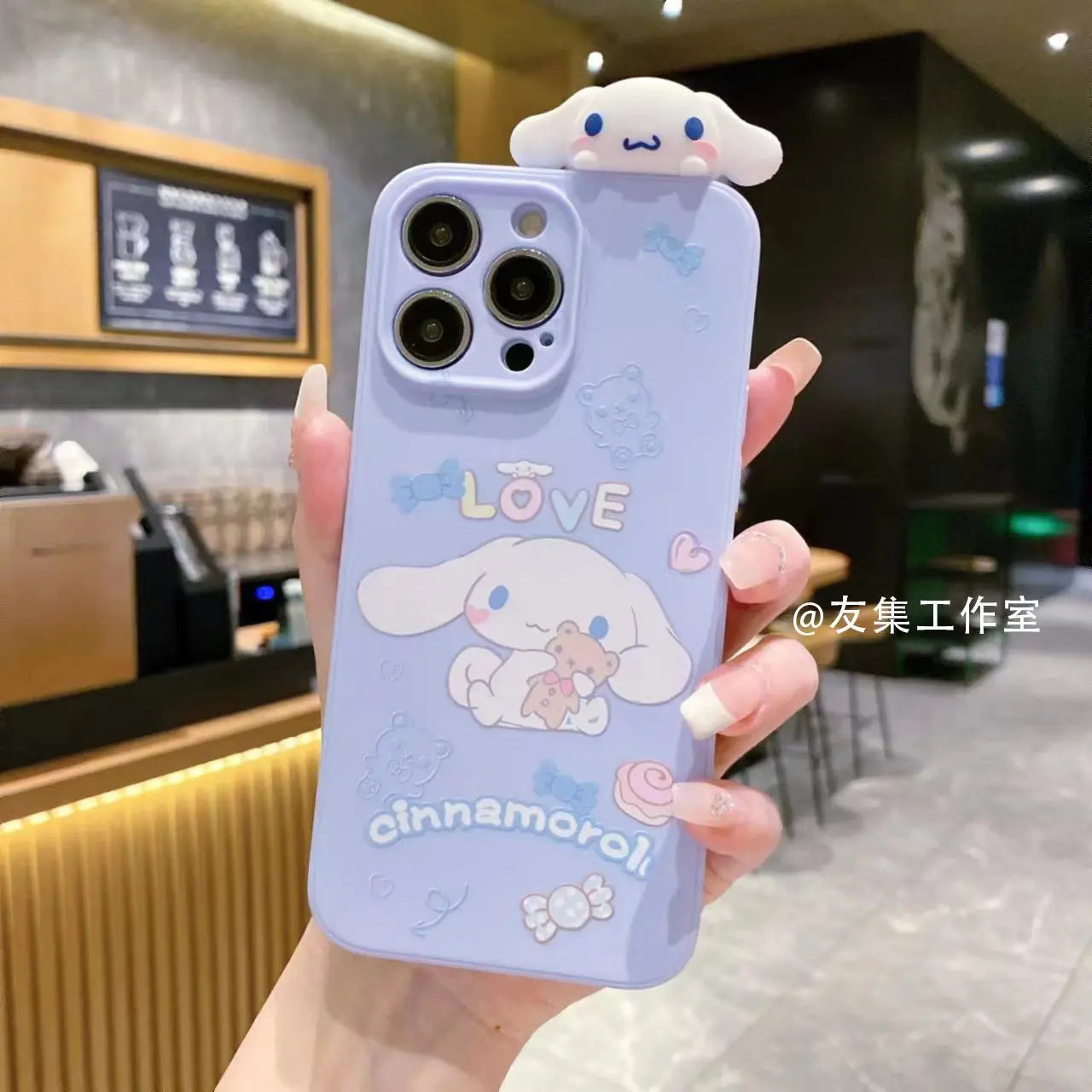 Sanrio Cinnamoroll With Lanyard Holder Phone Cases For iPhone 15 14 13 12 11 Pro Max Mini XR XS MAX 8 X 7 SE Plus Silicone Cover