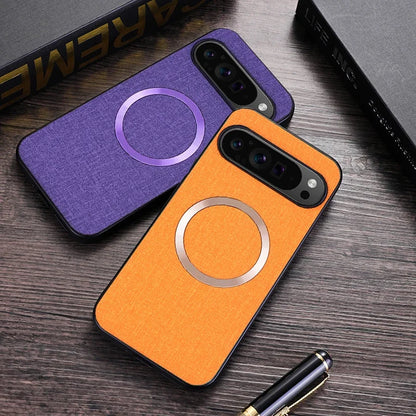 For Pixel 8A Case Fabric Cloth MagSafe Case For Google Pixel 9 XL 9XL 8 7 6 Pro 8A 7A 6A Magnetic Charging PC Shockproof Cover