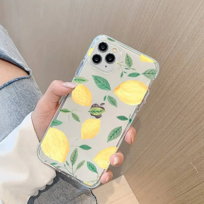 Fruit lemon Phone Case For iPhone 13 14 Pro Max XS XR 12 11 Pro 13 Mini 6 7 8 Plus Soft Clear Back Cover