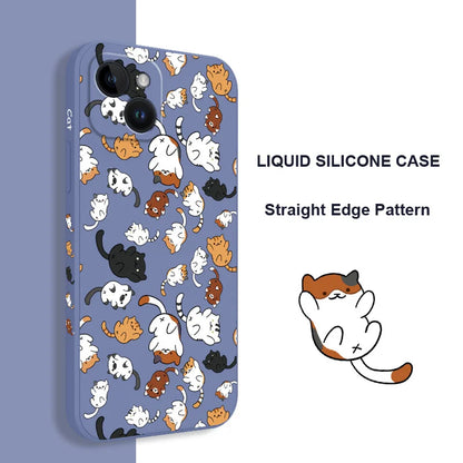 Cat Rolling Phone Case For iPhone 15 14 13 12 11 Plus Pro Max Mini X XR XS SE2020 8 7 6 6S Plus Liquid Silicone Cover