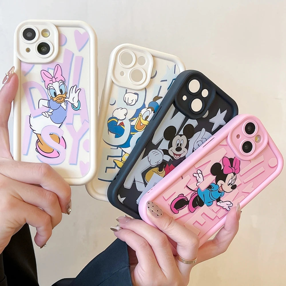 Cute Mickey Minnie Mouse Daisy Duck Paint Phone Case For Motorola Moto G84 G54 G34 G24 G04 G14 G53 G10 G20 G30 G9 Play E22 E13