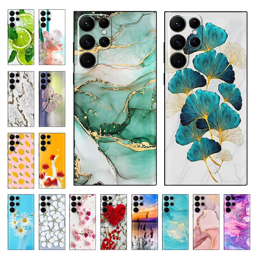 For Samsung Galaxy S22 Ultra Case Cover For Samsung S23 Ultra S 23 Marble Soft Silicone Phone Case S22Ultra S22 5G s 22 Funda