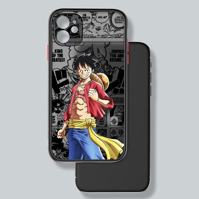 Luxury Anime One Piece Luffs Frosted Translucent For Apple iPhone 15 14 13 12 11 XS XR X 8 7 SE Pro Max Plus Mini Cover